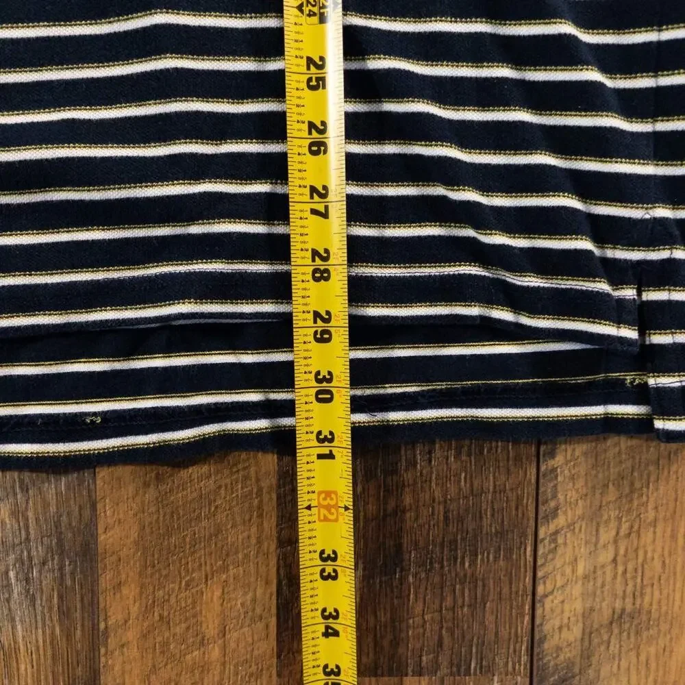 Vintage 90s Chaps Ralph Lauren Navy Gold Striped Polo Shirt Men's XXL